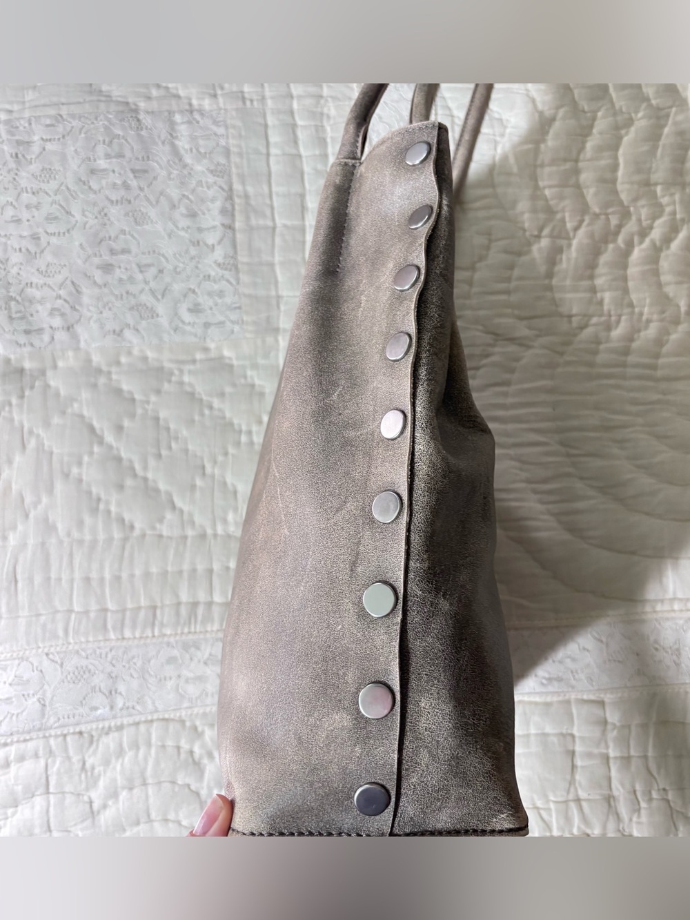 Hammitt | Leather Oliver Tote Bag Purse | Pewter with Silver Hardware - Picture 2 of 16